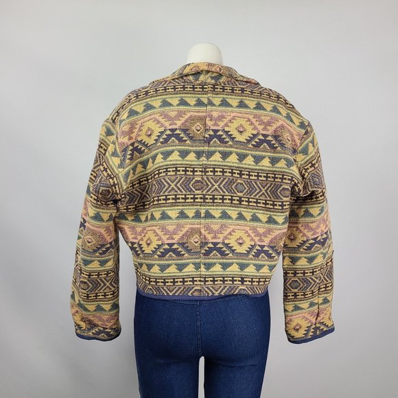 Vintage Flashback Cotton Woven Yellow Navaho Jacket Size M - Picture 6 of 12